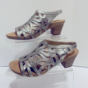Silver laser cut sandal EU40